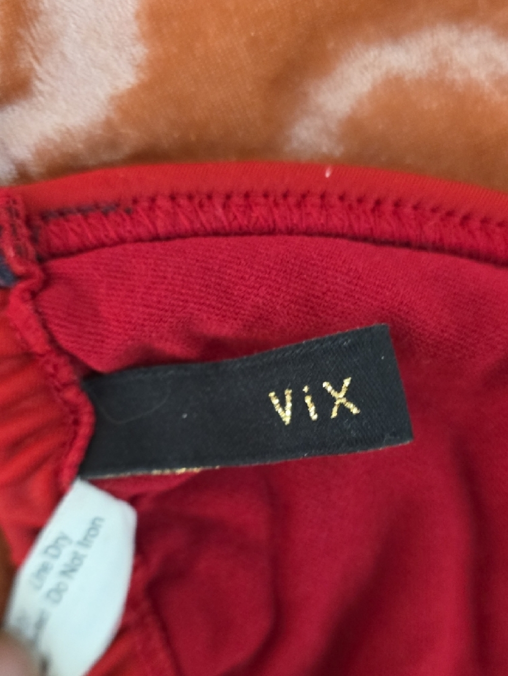 Vix Red Bikini Top with Gold Logo Tag - Picture 5 of 8